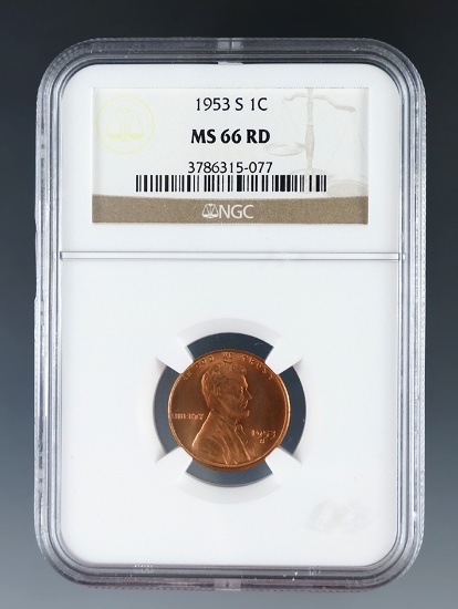 1953-S Lincoln Wheat Cent Certified MS 66 Red by NGC