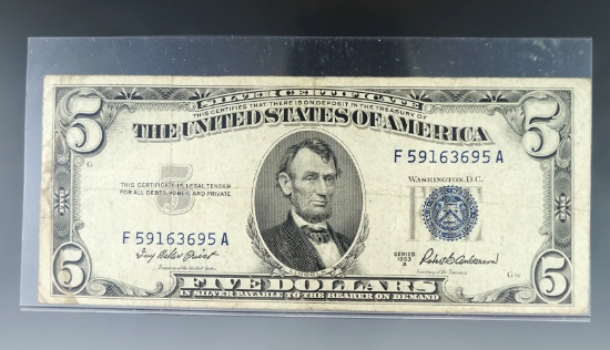 1953 A $5.00 Silver Certificate VG