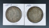 1881-O and 1886 Morgan Silver Dollars XF