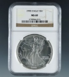 1990 American Silver Eagle Certified MS 69 by NGC