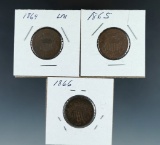 1864, 1865 and 1866 Two Cent Pieces G-F Details