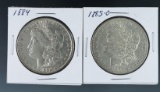 1884 and 1885-O Morgan Silver Dollars VF Details