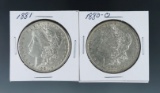 1880-O and 1881 Morgan Silver Dollars XF Details