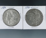 1884 and 1890-O Morgan Silver Dollars XF-AU Details