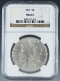 1887 Morgan Silver Dollar Certified MS 63 by NGC