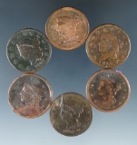 1819, 1827, 1842, 1843, 1852 and No Date US Large Cents Cull-VG Details