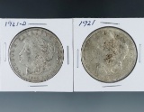 1921 and 1921-D Morgan Silver Dollars XF