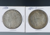 1880 and 1891-S Morgan Silver Dollars XF