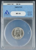 1943-P Jefferson Silver War Nickel Certified MS 66 by ANACS
