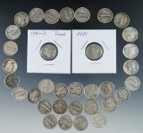 34 Mercury Silver Dimes G-AU