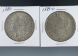 1880 and 1889-O Morgan Silver Dollars XF