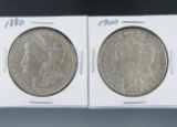 1880 and 1900 Morgan Silver Dollars XF