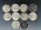 10 1964 Kennedy Silver Half Dollars XF-AU