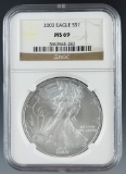 2003 American Silver Eagle Certified MS 69 by NGC