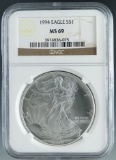 1994 American Silver Eagle Certified MS 69 by NGC