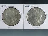 1885 and 1888 Morgan Silver Dollars XF-AU Details