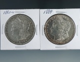 1881-O and 1889 Morgan Silver Dollars XF-AU Details