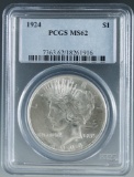 1924 Peace Silver Dollar Certified MS 62 by PCGS