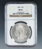 1881-S Morgan Silver Dollar Certified MS 64 by NGC