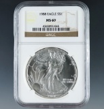 1988 American Silver Eagle Certified MS 69 by NGC