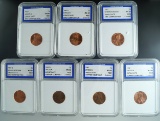 1982 7 Piece Lincoln Cent Set Certified MS 65 by IGS