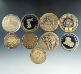 9 Bonze Military Themed Medallions