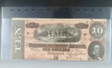 1864 Confederate $10.00 Bill XF