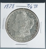 1878 7 over 8 Tail Feathers Morgan Silver Dollar XF Details