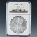 2005 American Silver Eagle Certified MS 69 by NGC