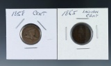 1858 Large Letter Flying Eagle and 1865 Indian Cents G