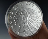 5 Troy Ounce Fine Silver 1929 Gold Indian Coin Replica Made by Golden State Mint
