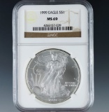1999 American Silver Eagle Certified MS 69 by NGC