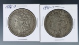1886-O and 1891-O Morgan Silver Dollars VF