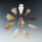 Set of 10 assorted arrowheads found on the Columbia and Snake Rivers, largest is 1 5/8