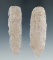 Pair of Badlands Knives made from Sheet Chalcedony, found in the Dakotas, largest is 2 13/16