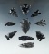 Set of 10 assorted obsidian arrowheads found in Nevada, largest is 1 11/16