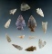 Set of 13 assorted arrowheads found in the High Plains region, largest is 1 3/4