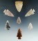 Set of 7 assorted arrowheads found in Weld Co., Colorado. Largest is 1 1/4