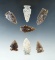 Group of 8 Assorted Arrowheads found in North Dakota, largest is 1 11/16