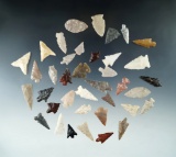 Group of approximately 36 Arrowheads found in the Western U.S., largest is 1 1/4