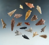 Nice group of 20 assorted Columbia River Arrowheads, largest is 1 1/2