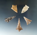 Set of 5 Columbia River Gempoints, largest is 1 11/16