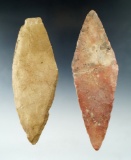 Pair of Harahey Knives that are both broken and glued, found in Okalhoma, largest is 6 1/2