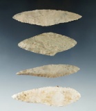 Set of 4 Harahey Knives found in Okalhoma, largest is 3 1/4