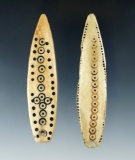 Pair of nicely engraved Cree Prayer Bones, largest is 3 11/16