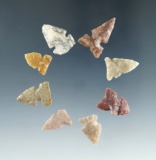 Set of 8 Sidenotch points found in the High Plains region, largest is 3/4