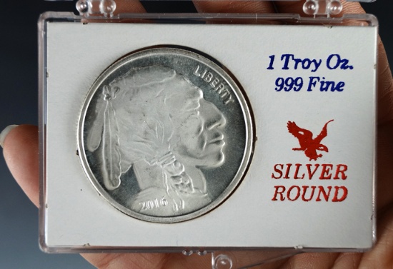 2016 1 Troy Ounce 999 Fine Silver Buffalo Nickel Design BU in Holder