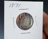 1871 Seated Liberty Half Dime VG Details