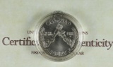1988-D Uncirculated Olympic Commemorative Silver Dollar in Original Box Wrong COA