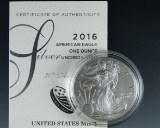 2016-W Uncirculated American Silver Eagle in Original Box with COA